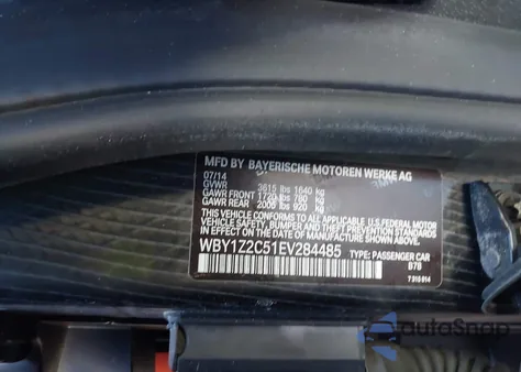 2014 BMW I3 z USA, uszkodzony, nr VIN WBY1Z2C51EV284485